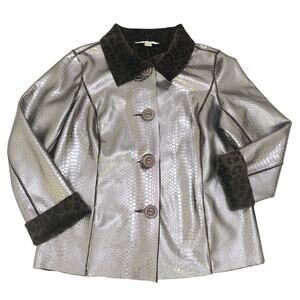 Erin London Womens Jacket Small Reversible Faux Snake Skin Leather & Faux Fur